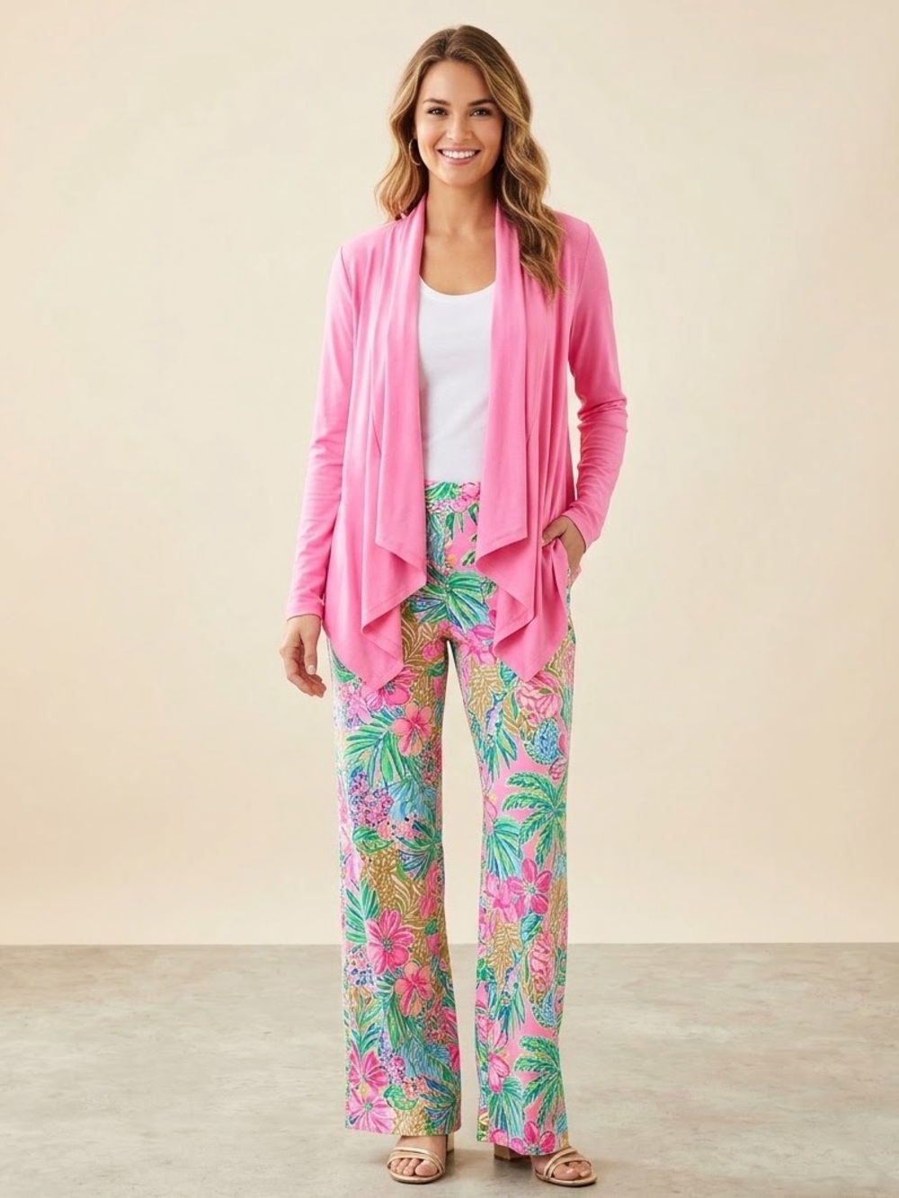 Lilly Pulitzer Women’s Pink Open-Front Cardigan Sweater - Size M - Picture 2 of 2